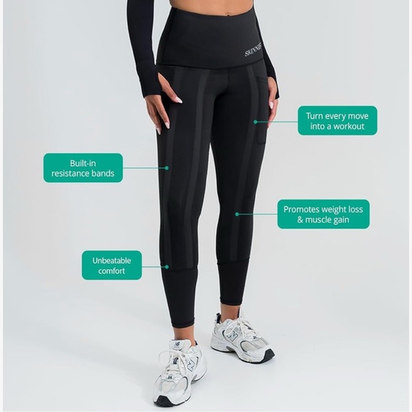 skinnify Pants - High-Waist Black Workout Leggings with Built-In Resistance Bands